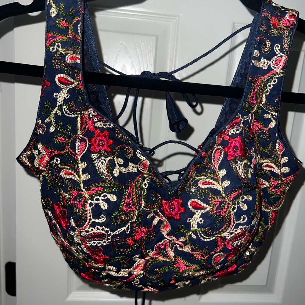 Floral Embroidered Crop Top